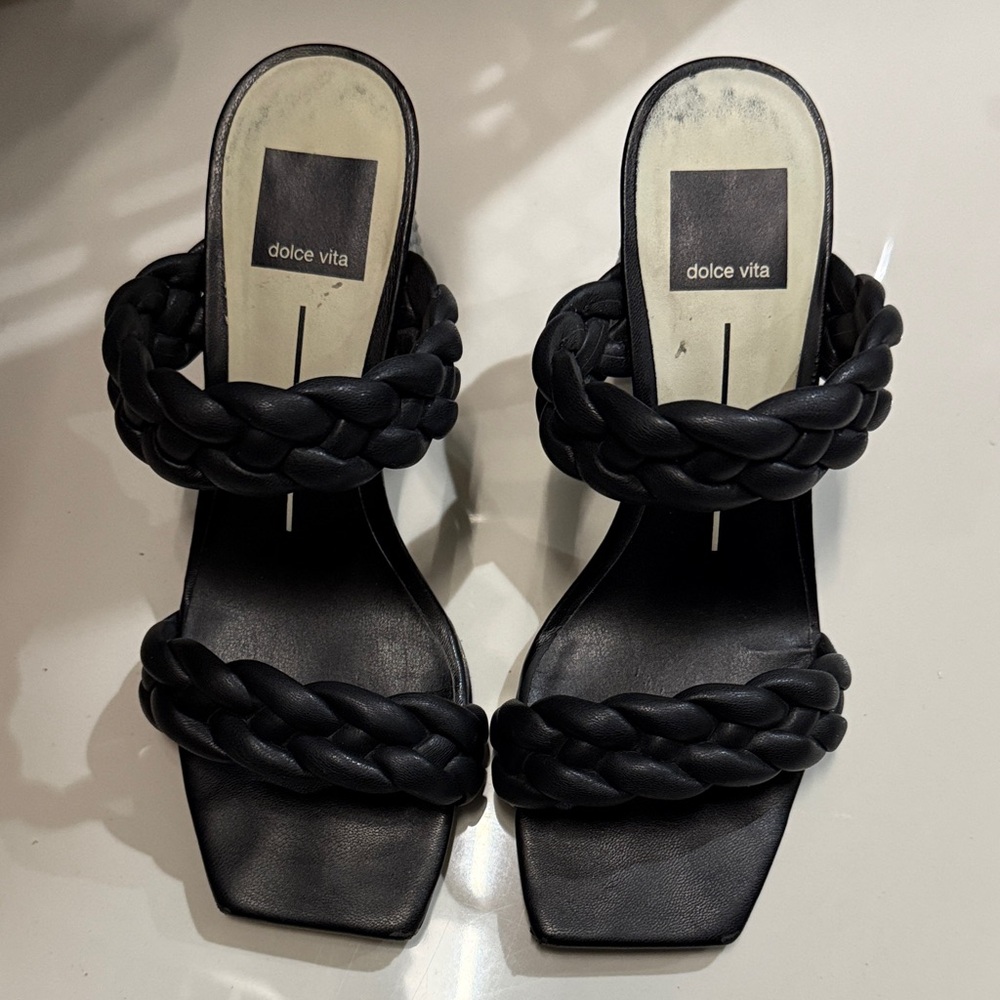 Dolce Vita Black Braided Heeled Sandals